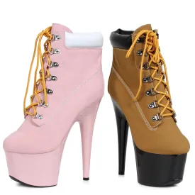 7 Heel Lace Up Ankle Boots