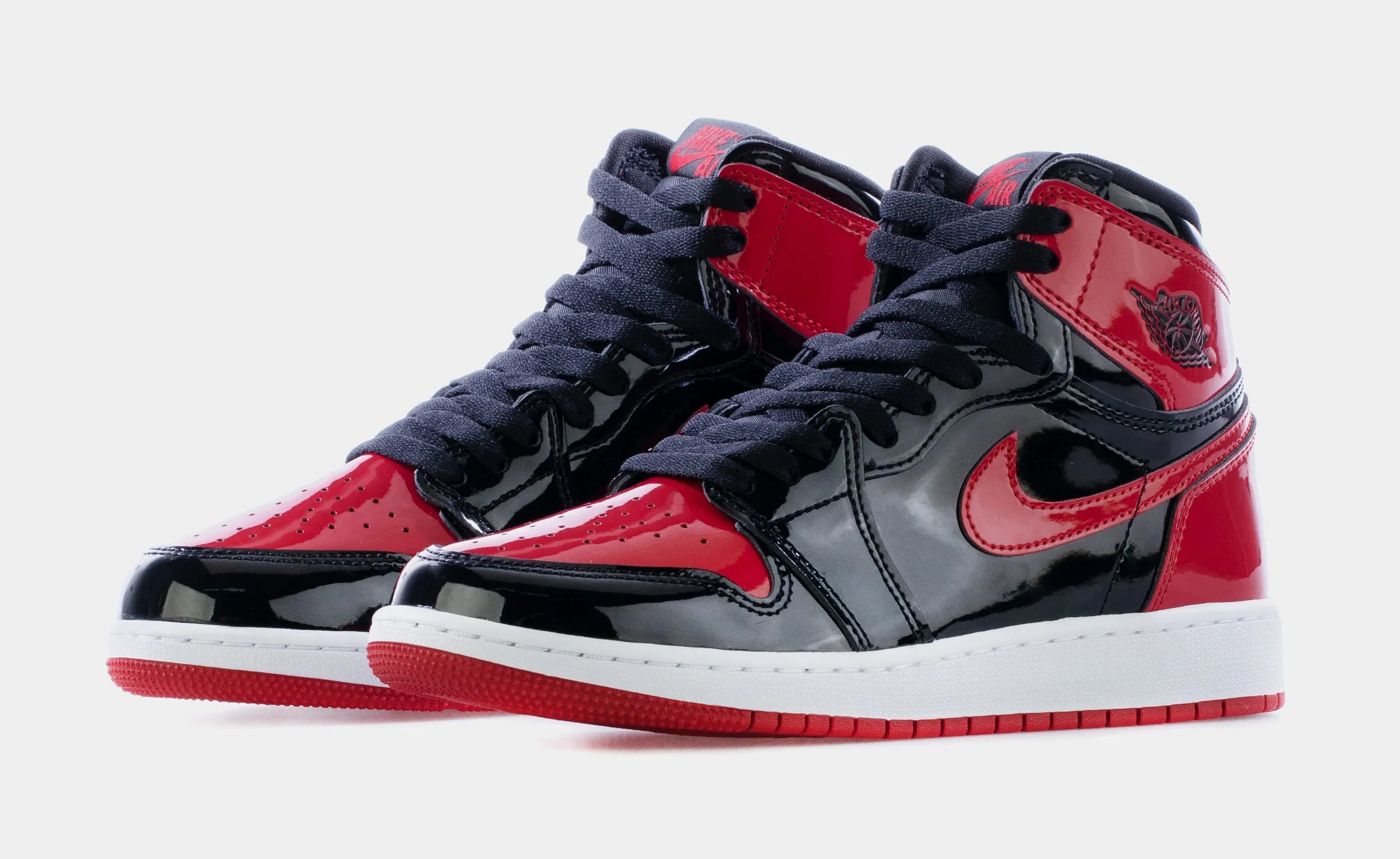 Air Jordan 1 High OG Patent Bred Grade School Lifestyle Shoes (Black/White/Varsity Red) Limit One Per Customer