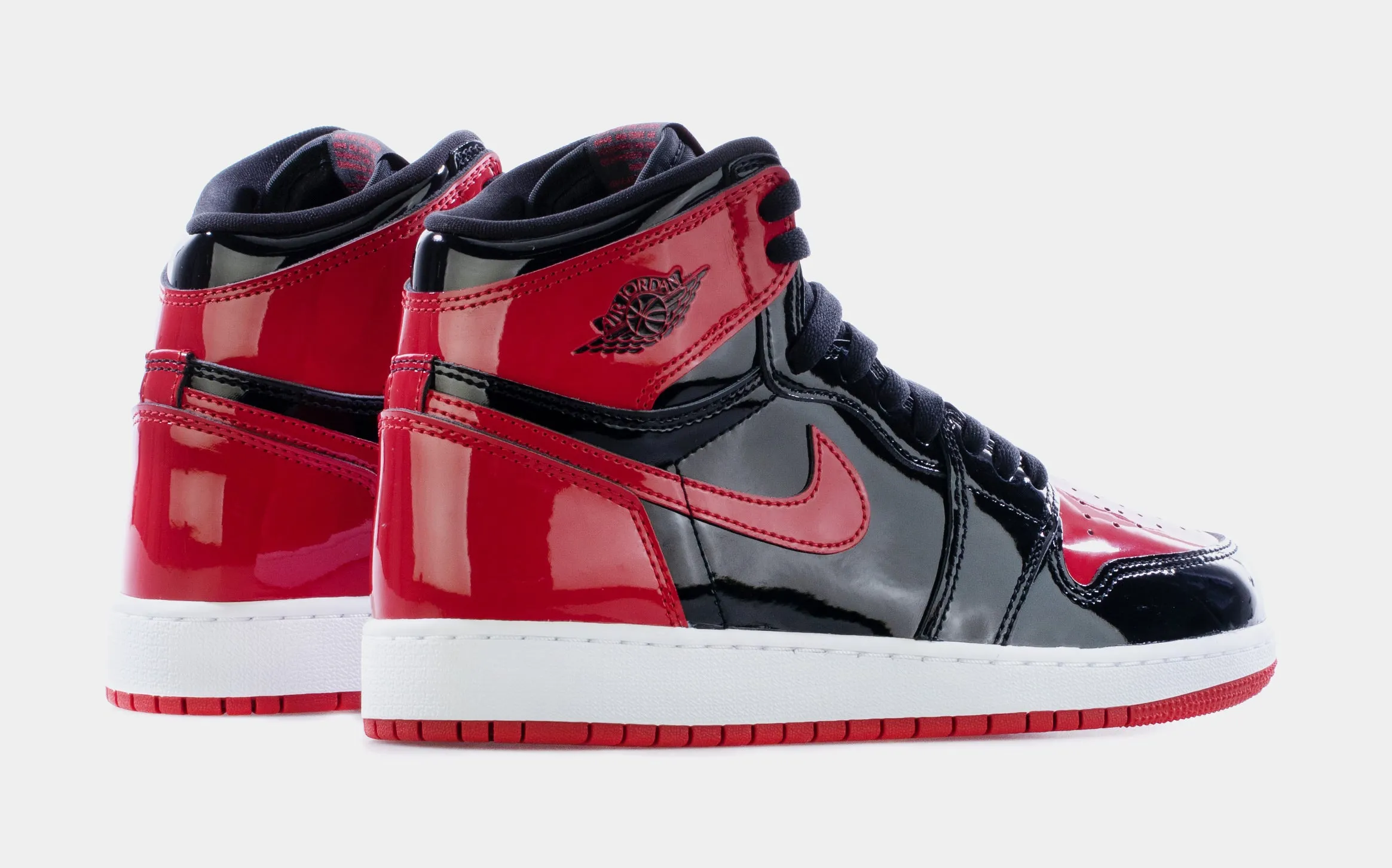 Air Jordan 1 High OG Patent Bred Grade School Lifestyle Shoes (Black/White/Varsity Red) Limit One Per Customer