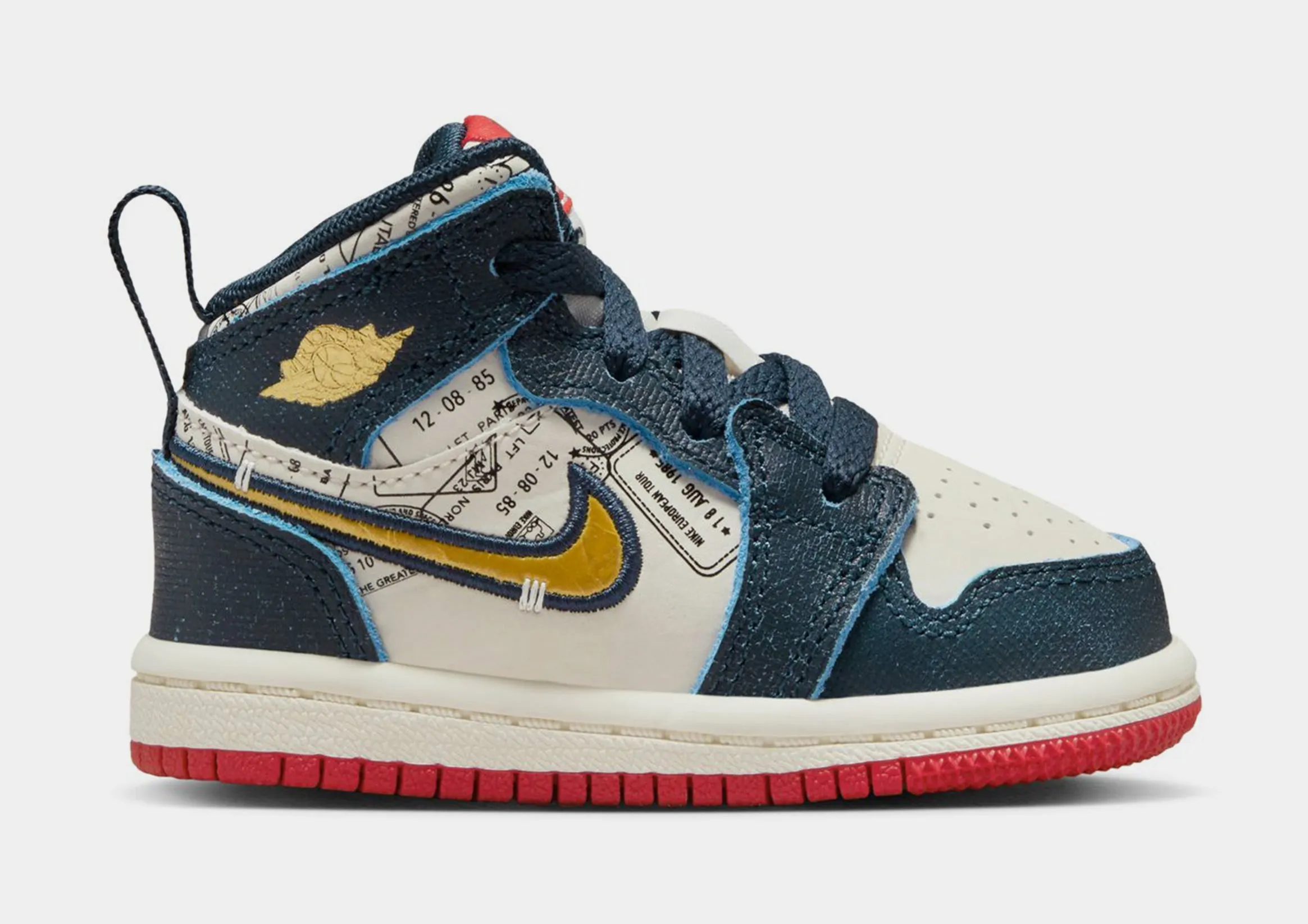 Air Jordan 1 Mid SE Infant Toddler Lifestyle Shoes (Armory Navy/Metallic Gold/Pale Ivory)