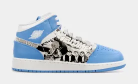 Air Jordan 1 Retro Mid Game Winner Grade School Lifestyle Shoes (Blue/White)