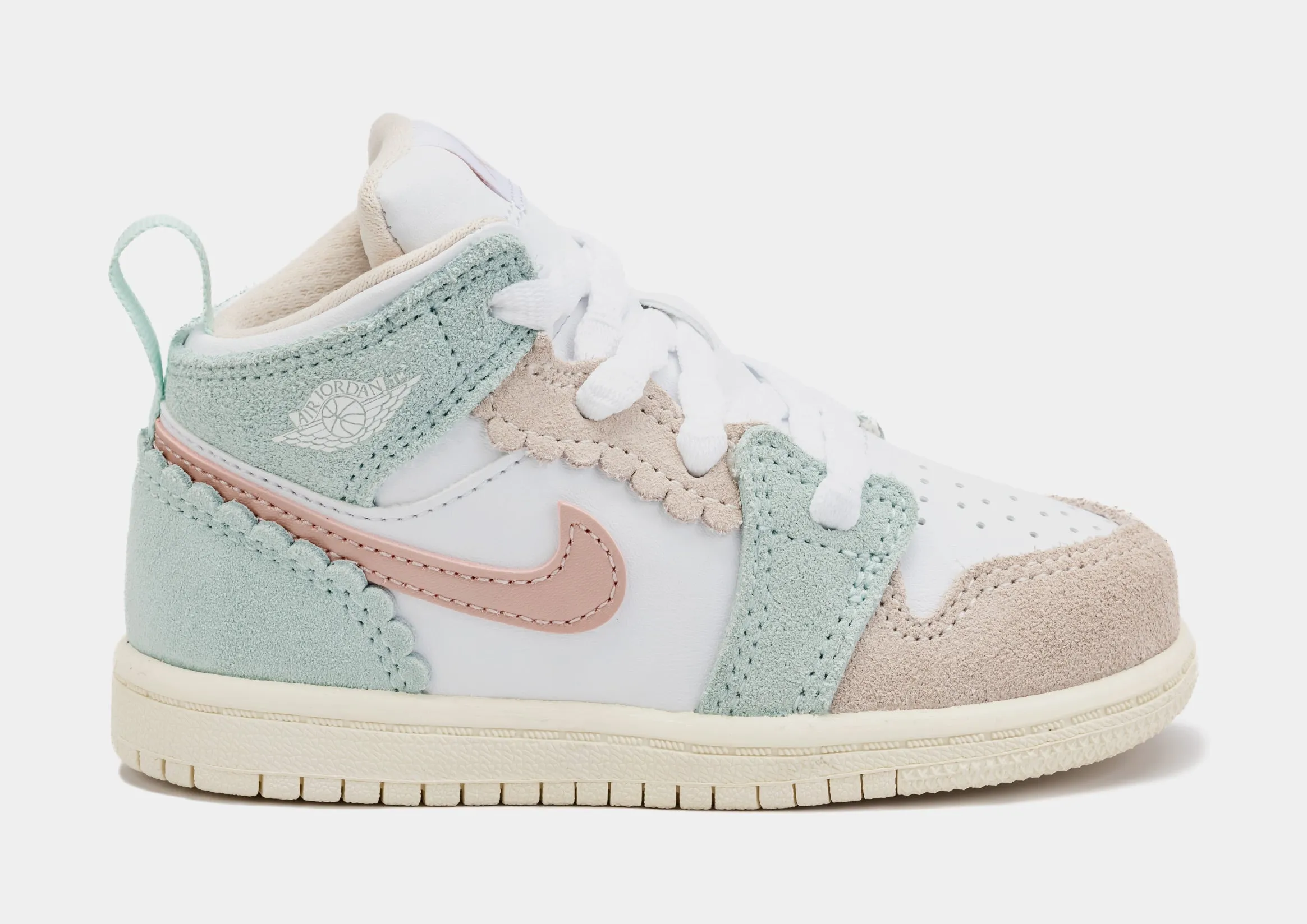 Air Jordan 1 Retro Mid SE Pink Oxford Infant Toddler Lifestyle Shoes (Pink Oxford/Jade Ice)