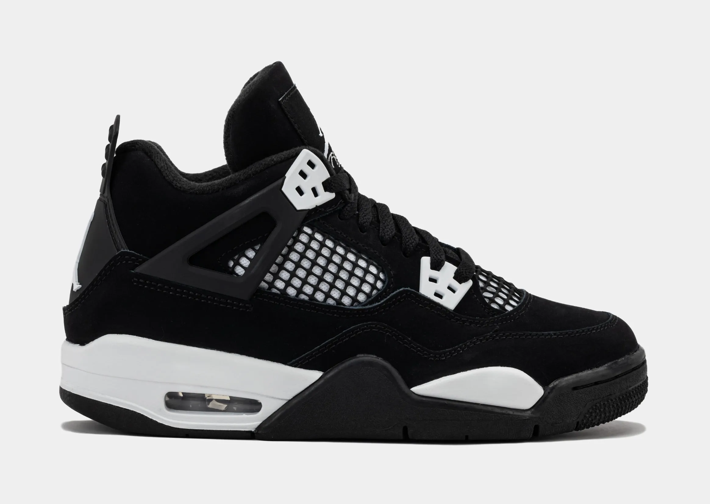 Air Jordan 4 Retro White Thunder Grade School Lifestyle Shoes (Black/White/Black)