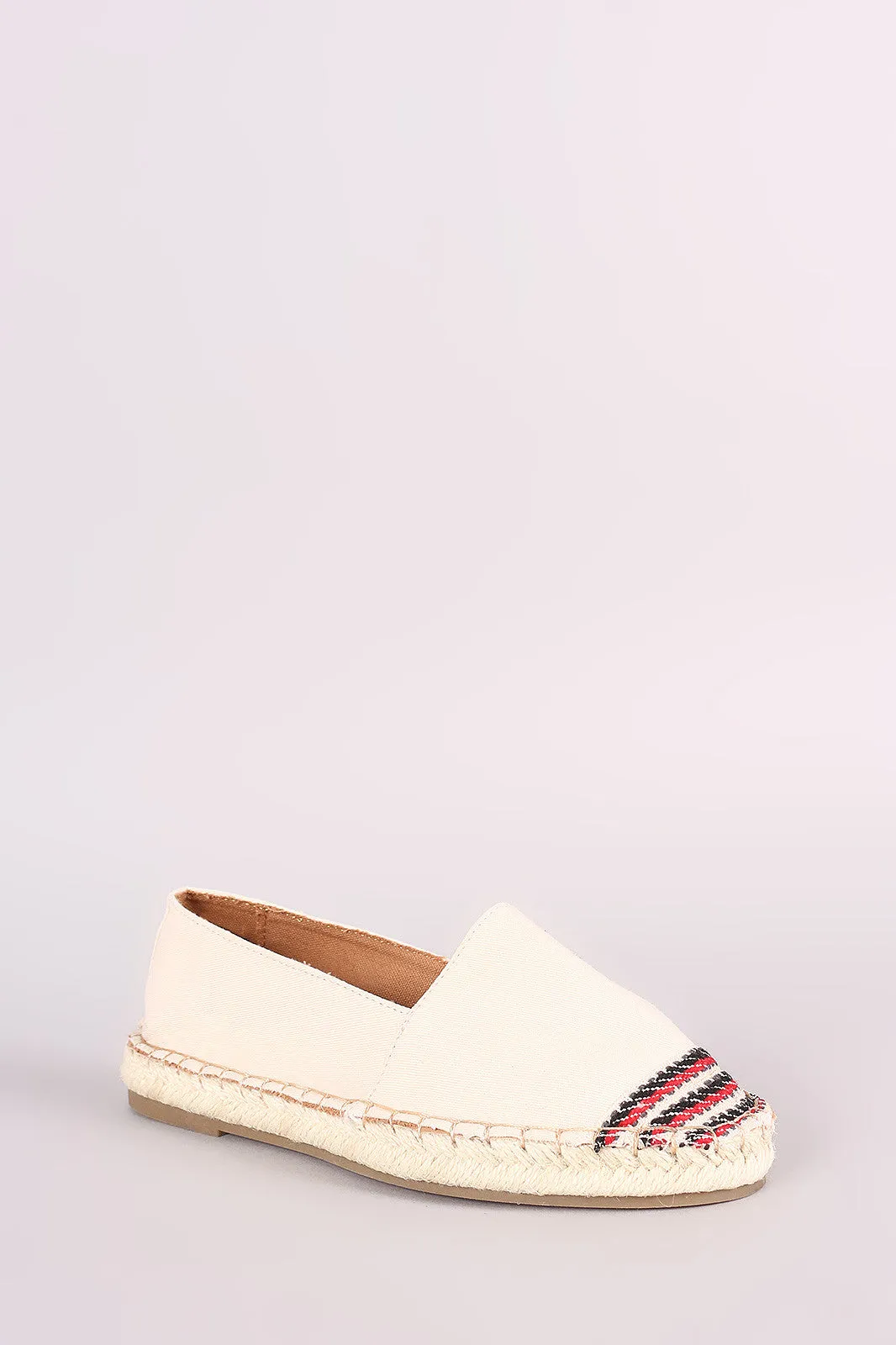 Bamboo Canvas Braided Espadrille Slip On Loafer Flat