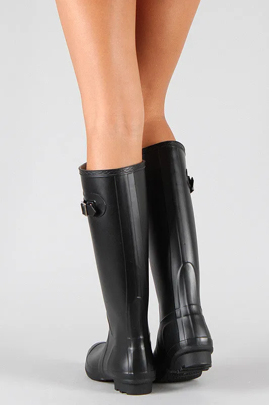 Bamboo Round Toe Knee High Rain Boot