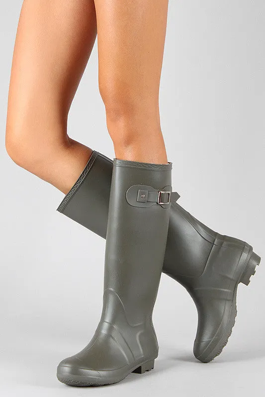 Bamboo Round Toe Knee High Rain Boot