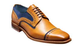 Barker Haig  Simple toe cap derby  - Cedar Calf / Blue Suede