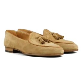 Belgian Tassel Loafer - Golden Brown Suede