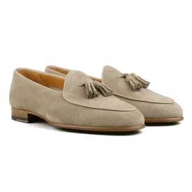 Belgian Tassel Loafer - Sand Suede