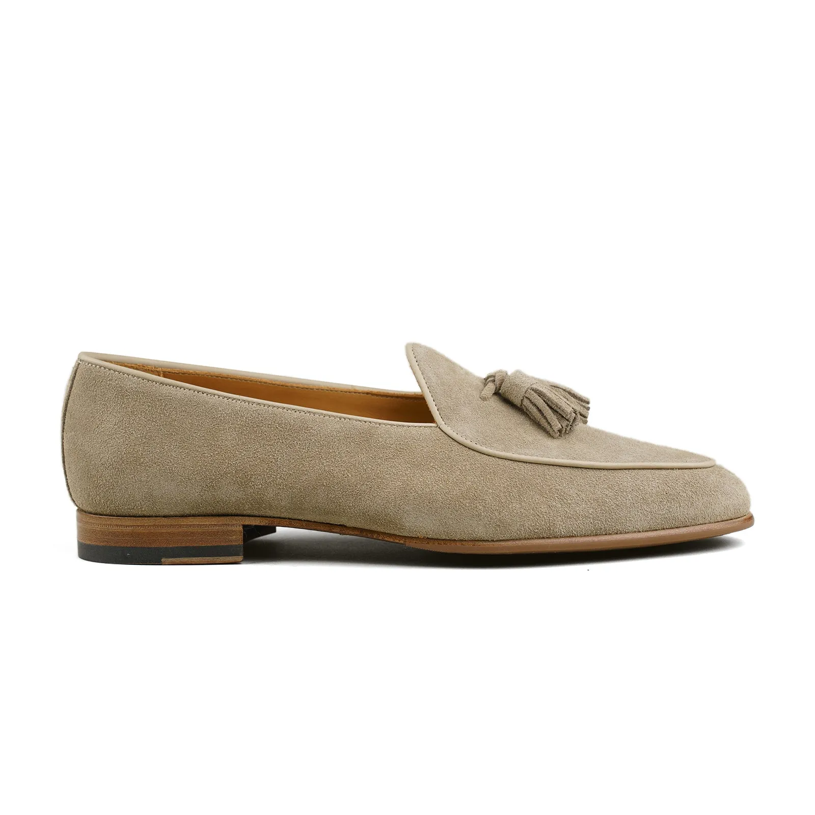 Belgian Tassel Loafer - Sand Suede