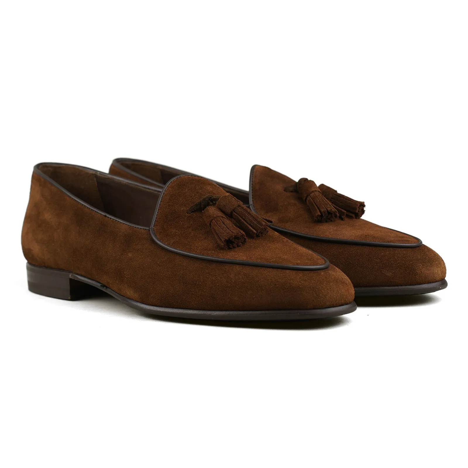 Belgian Tassel Loafer - Snuff Brown Suede