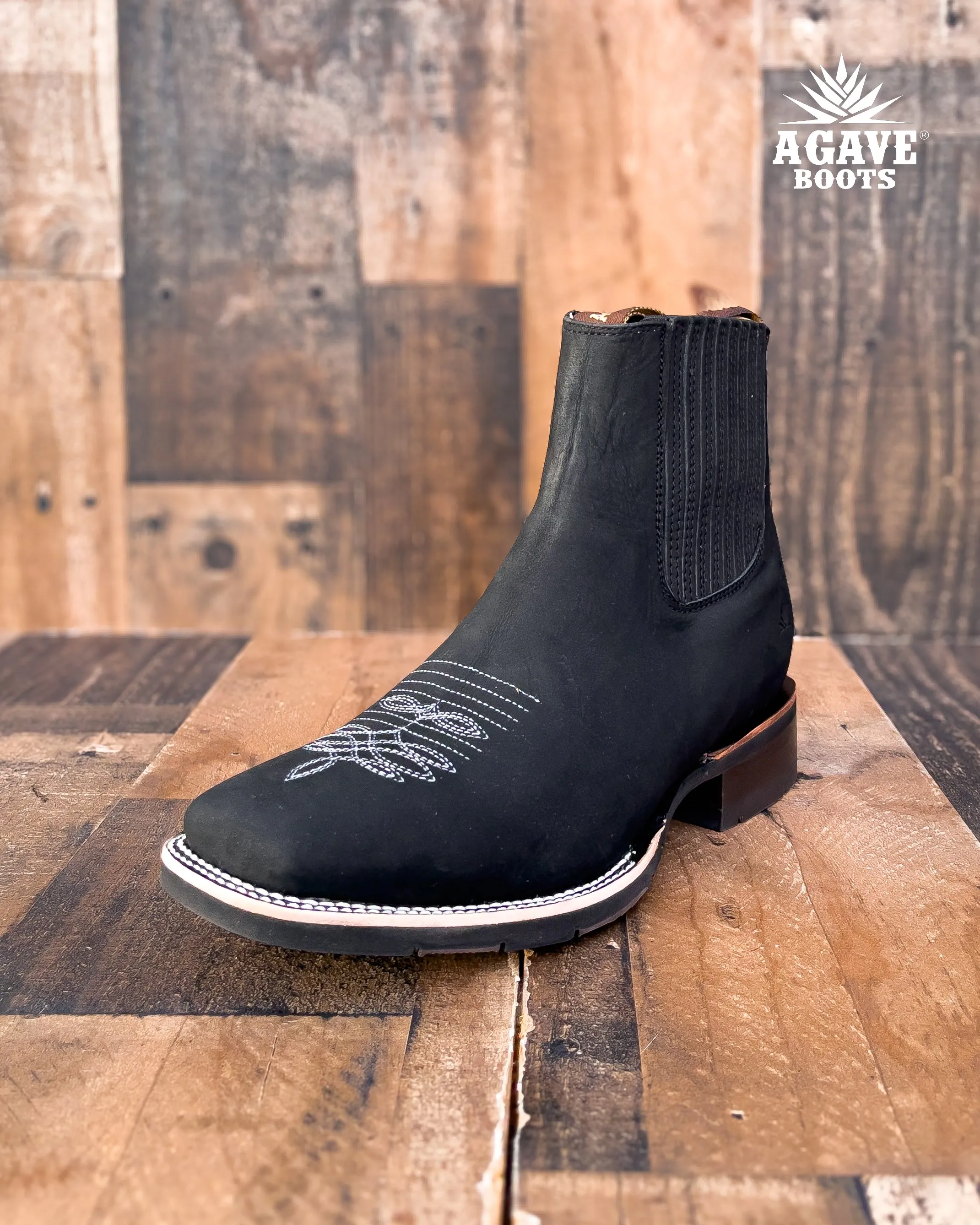 BOTIN / ANKLE BOOT / CHELSEA BOOT BLACK | MEN SQUARE TOE WESTERN RUBBER SOLE