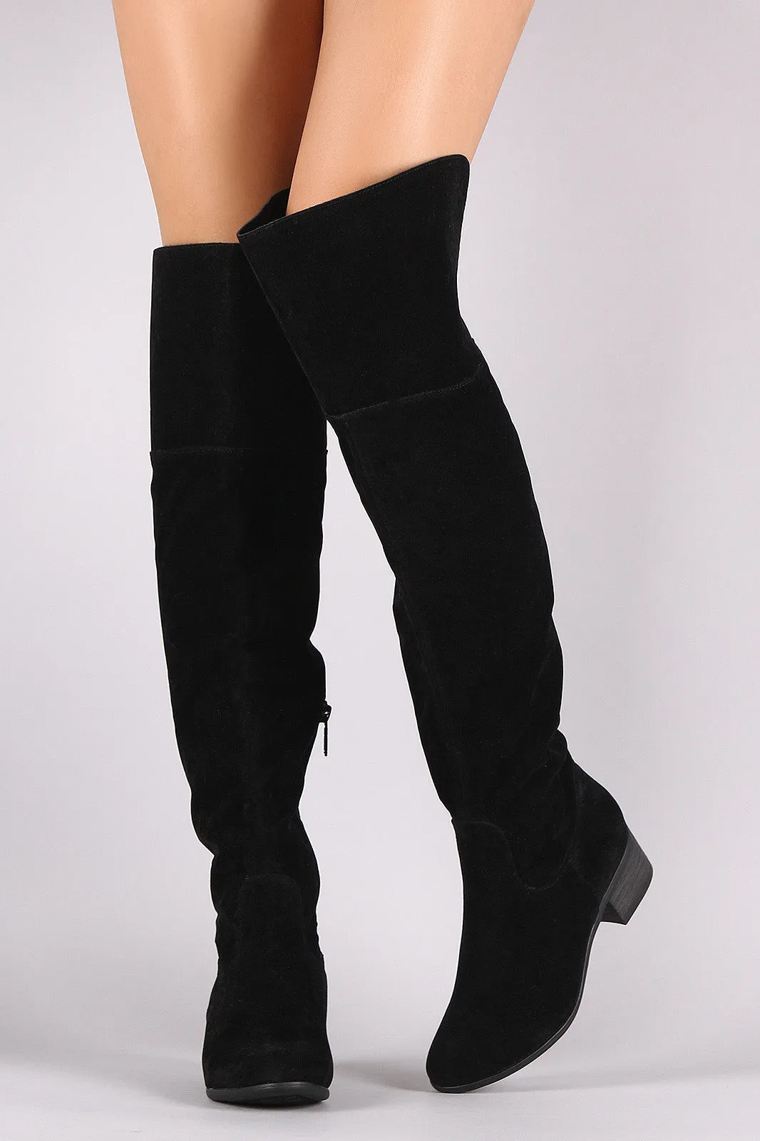 Breckelle Suede Slit Riding Over-The-Knee Boots