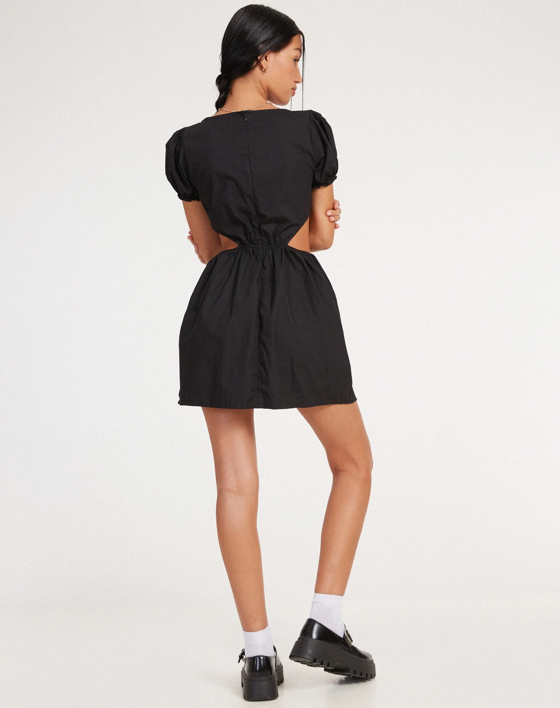 Brynlie Mini Dress in Poplin Black