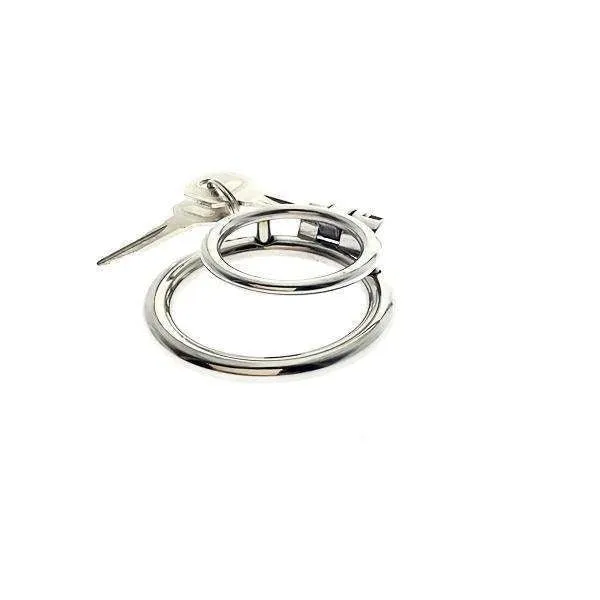 Chastity Training ring - Flat - Locking Double Cock ring