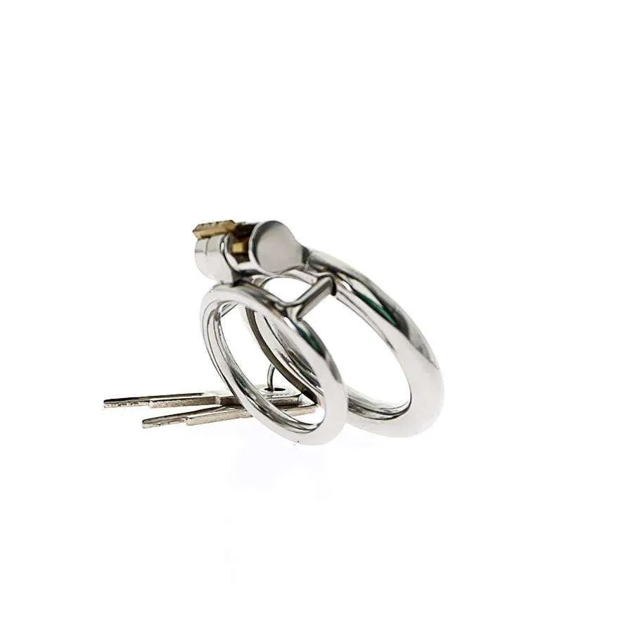 Chastity Training ring - Flat - Locking Double Cock ring