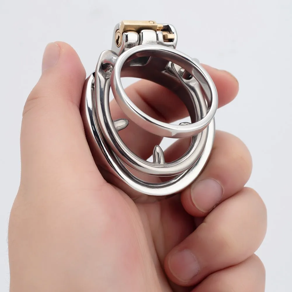 Chastity Training ring - Flat - Locking Double Cock ring