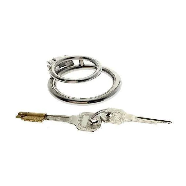 Chastity Training ring - Flat - Locking Double Cock ring