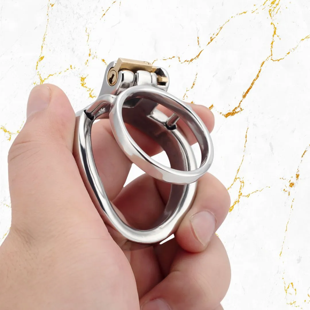 Chastity Training ring - Flat - Locking Double Cock ring