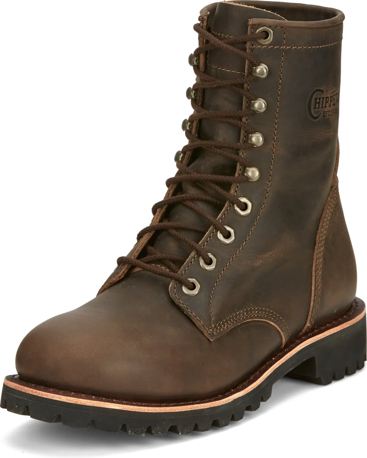 Chippewa Mens Classic 2.0 8in Lace Up Chocolate Apache Leather Work Boots