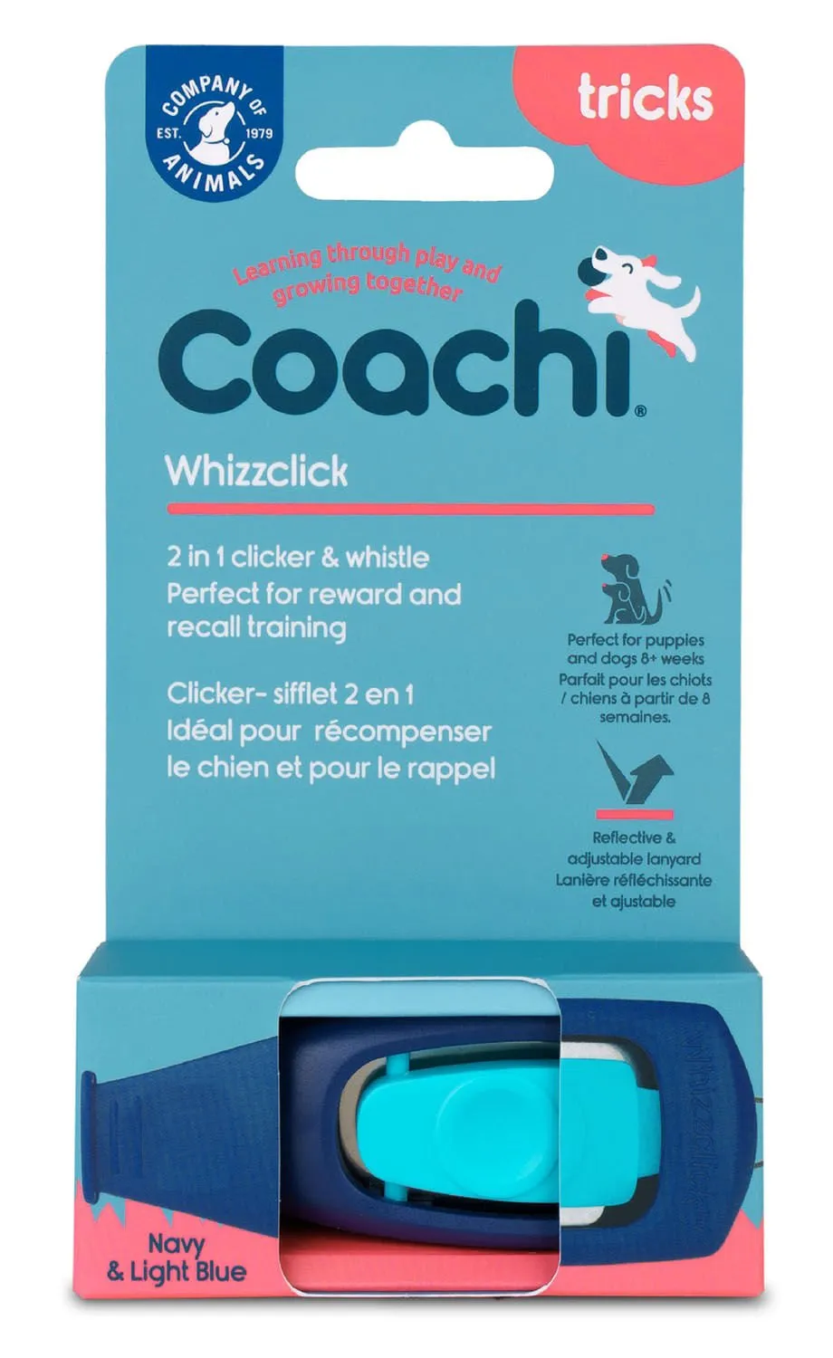 Coachi Whizzclick, Navy with Light Blue Button