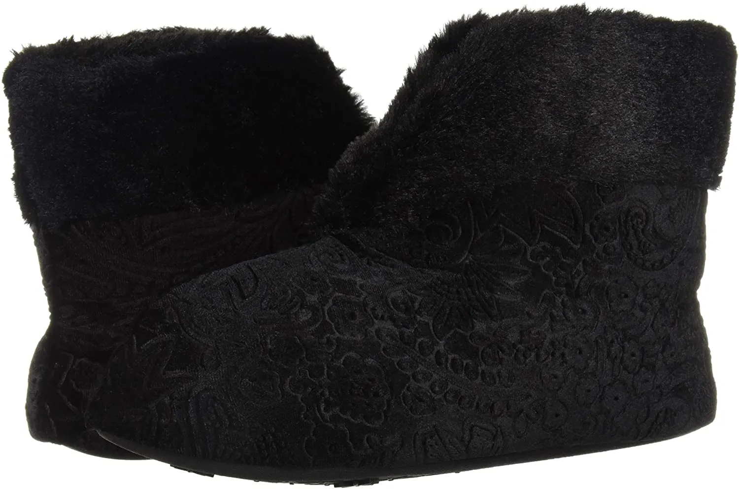 Dearfoams Women's Embossed Velour Bootie Slipper Size Small