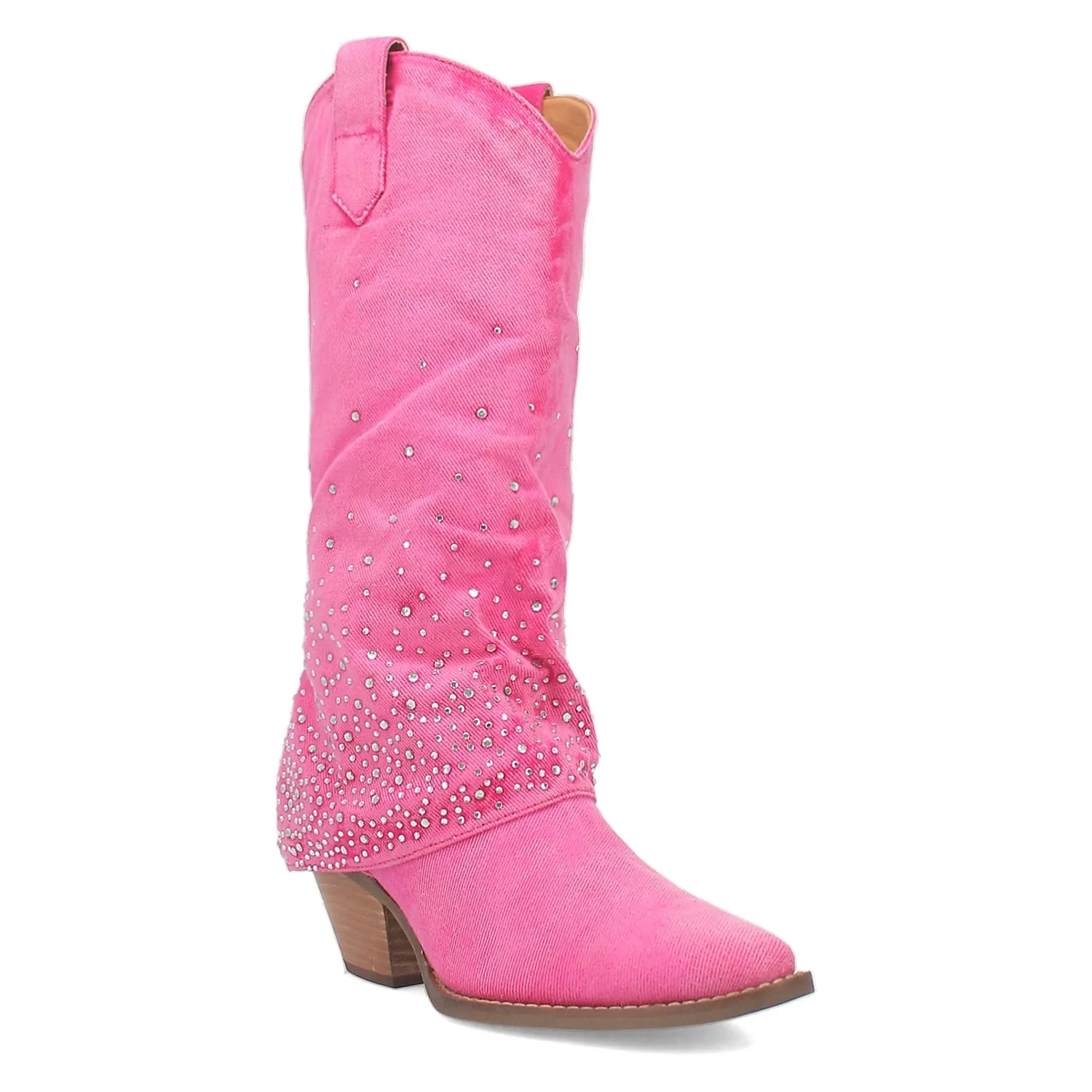 Dingo Womens Eye Candy Pink Denim Cowboy Boots