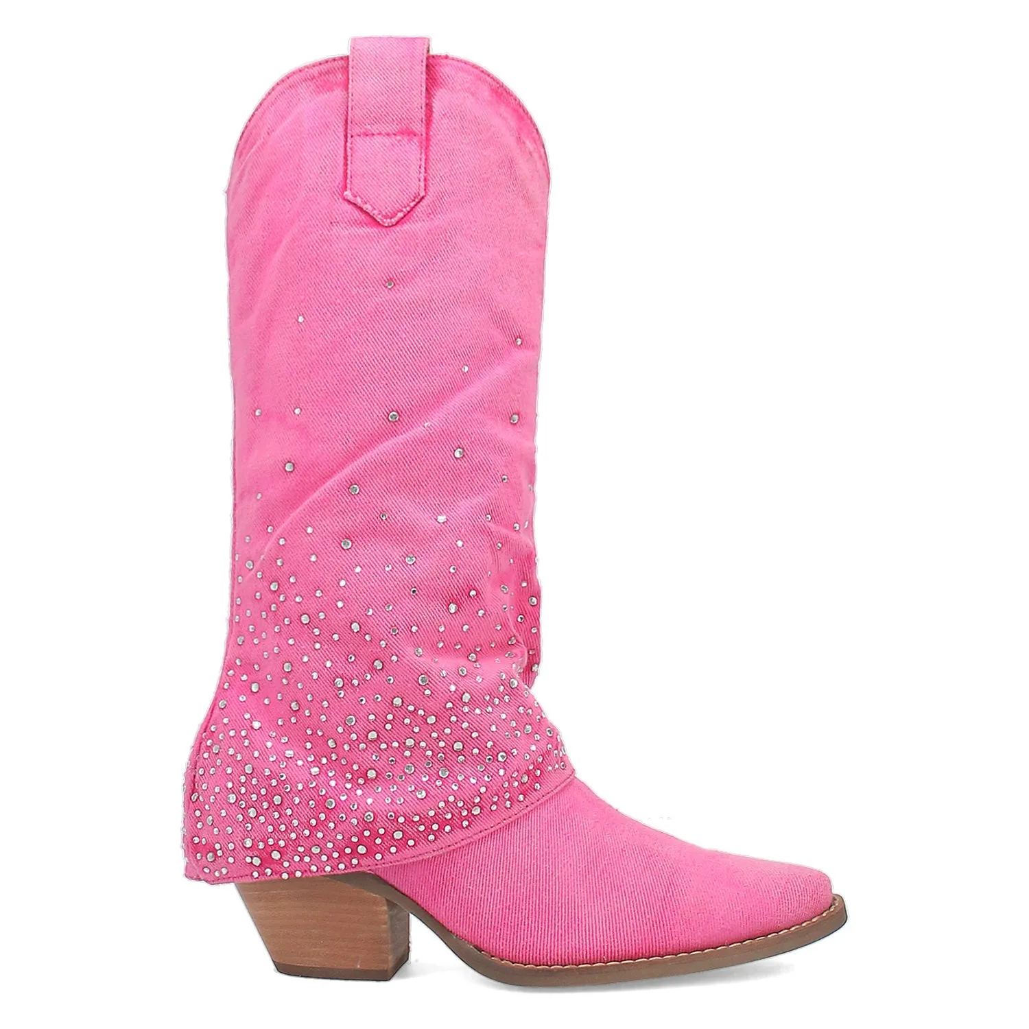 Dingo Womens Eye Candy Pink Denim Cowboy Boots