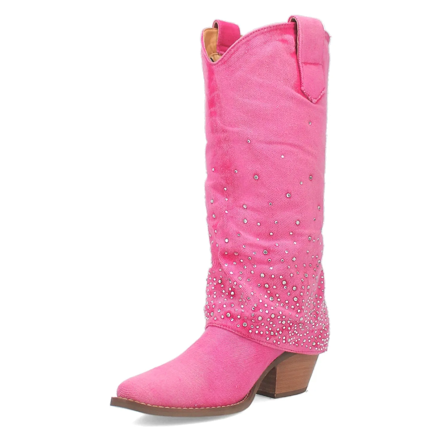 Dingo Womens Eye Candy Pink Denim Cowboy Boots