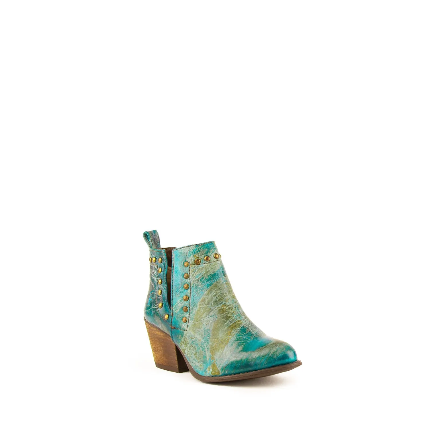 Ferrini Ladies Turquoise Leather Bootie R-Toe Stella Ankle Boots