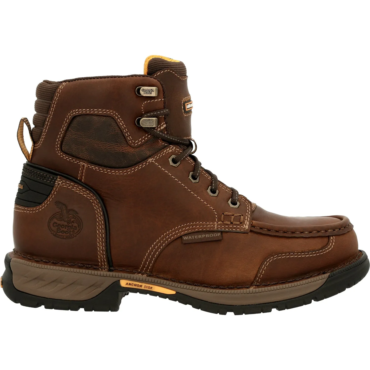 Georgia Mens Athens 360 Waterproof Brown Leather 6in Work Boots