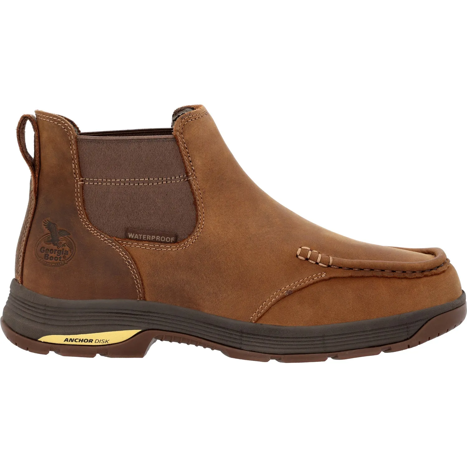 Georgia Mens Athens Superlyte WP Chelsea Brown Leather Work Boots