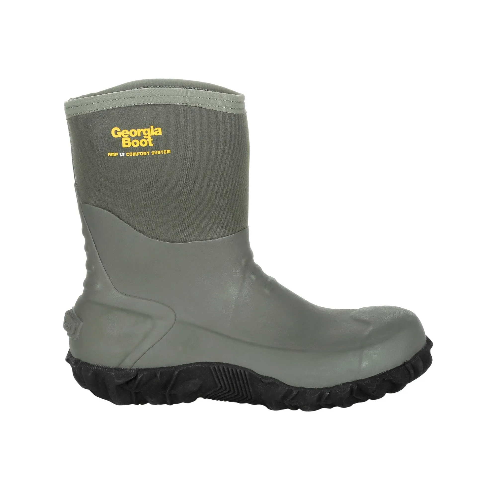 Georgia Mens Green Rubber 10in Waterproof Work Boots