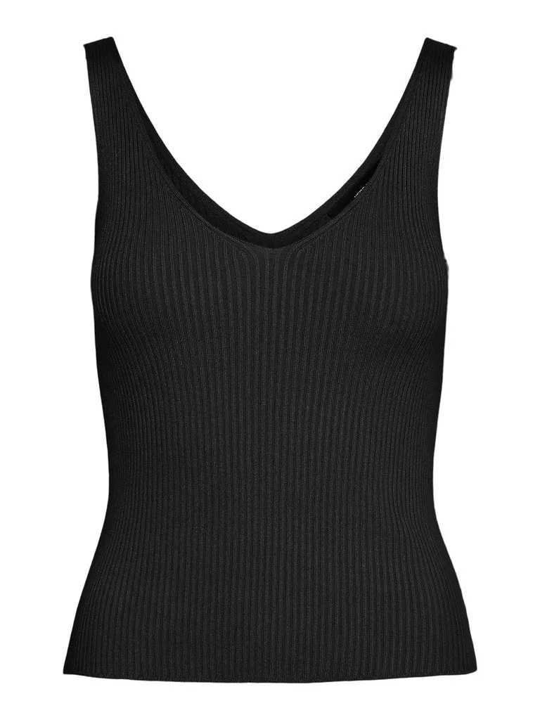 Glory Sleeveless Rib Top - Black and Birch