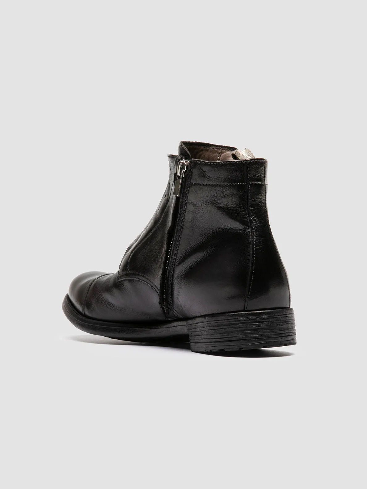 HIVE 005 - Black Leather Zipped Boots