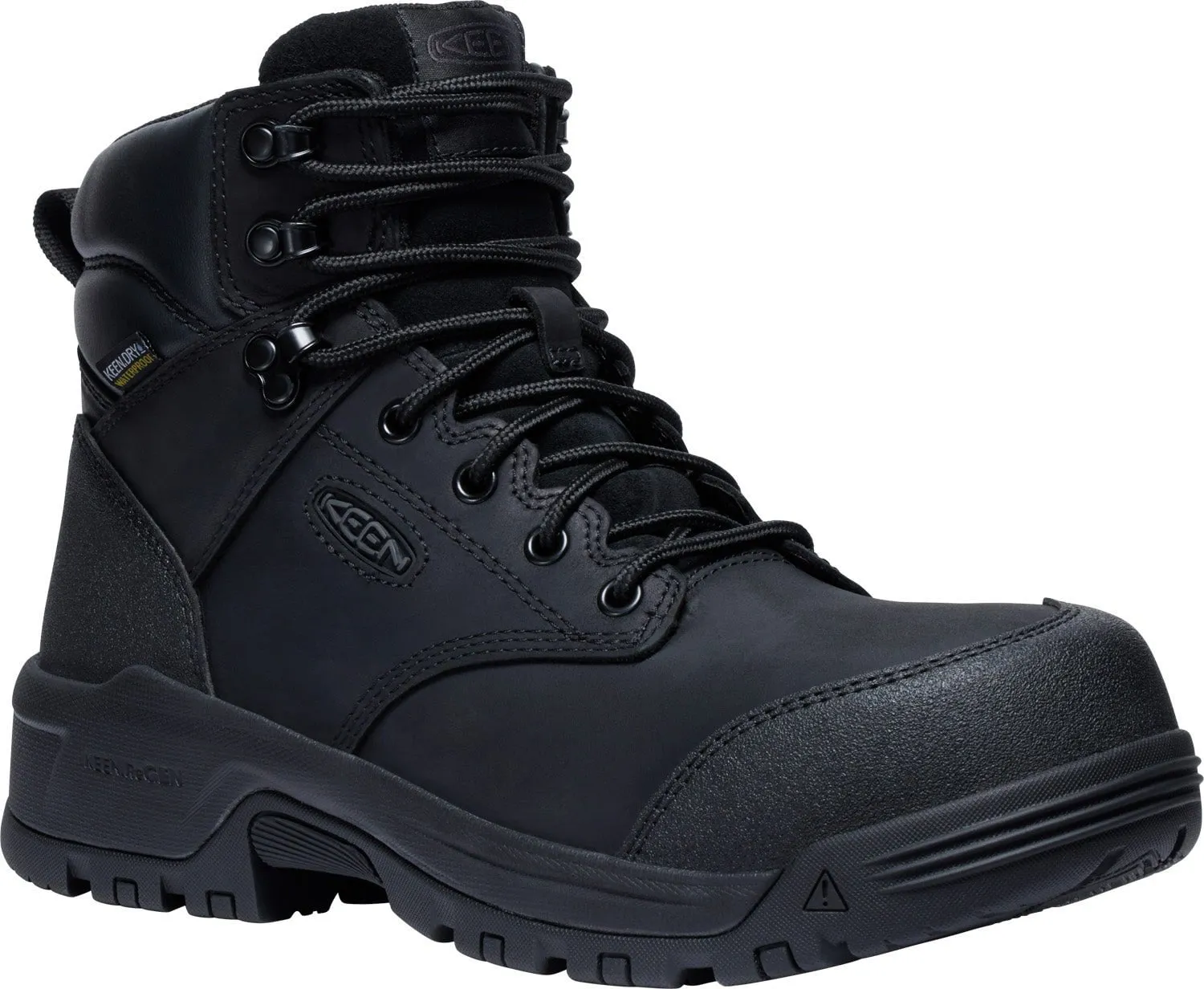 Keen Utility Mens Evanston 6in WP CT Black Leather Work Boots