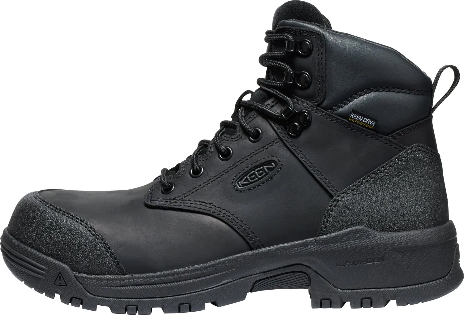 Keen Utility Mens Evanston 6in WP CT Black Leather Work Boots