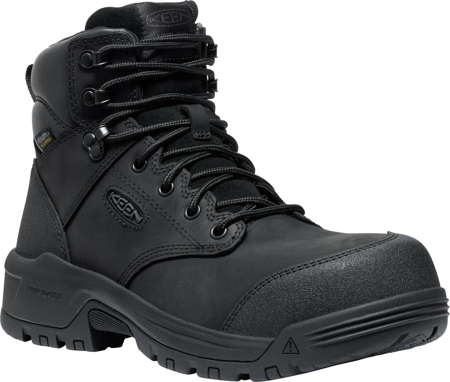 Keen Utility Mens Evanston 6in WP CT Black Leather Work Boots