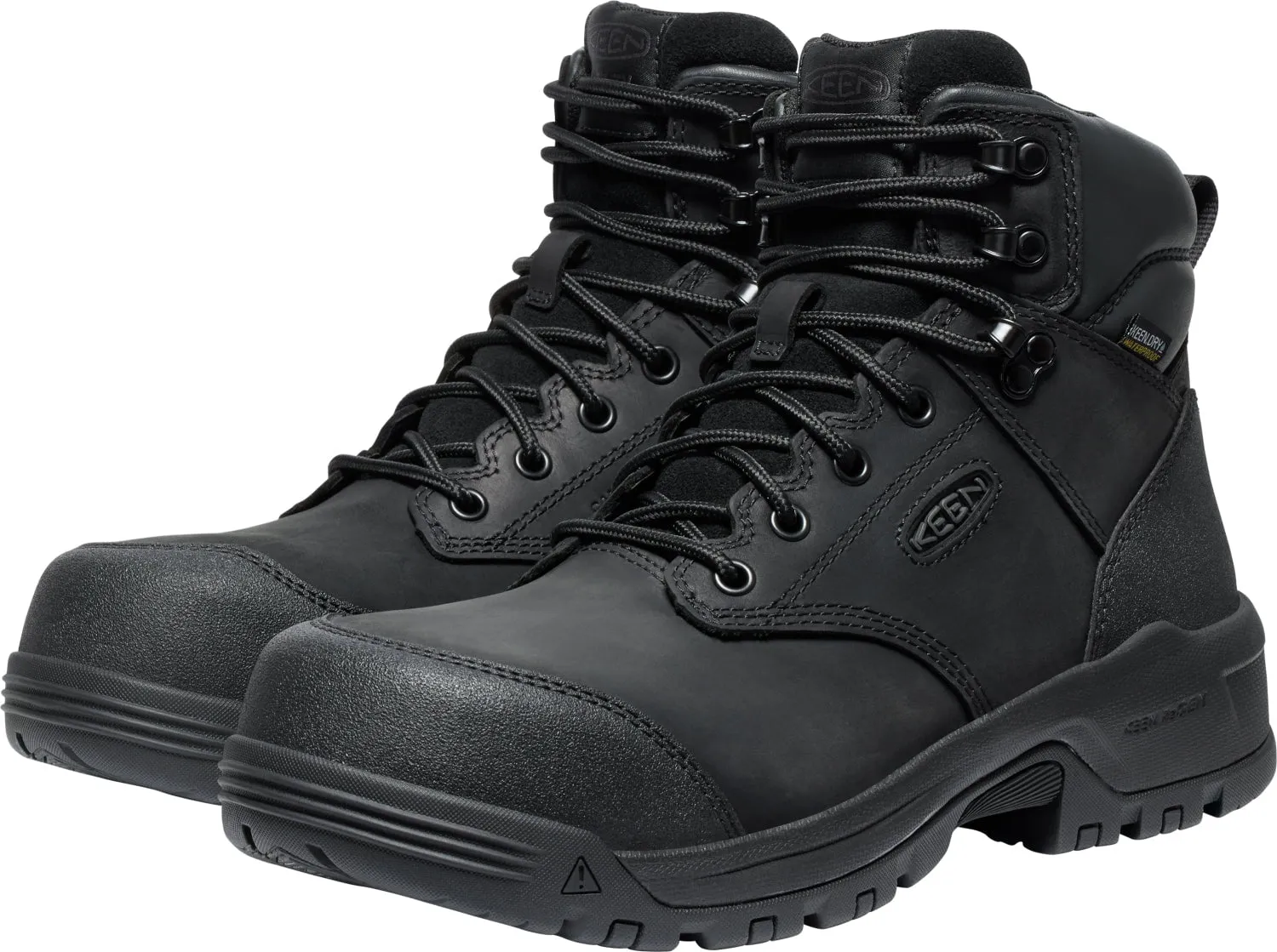 Keen Utility Mens Evanston 6in WP CT Black Leather Work Boots