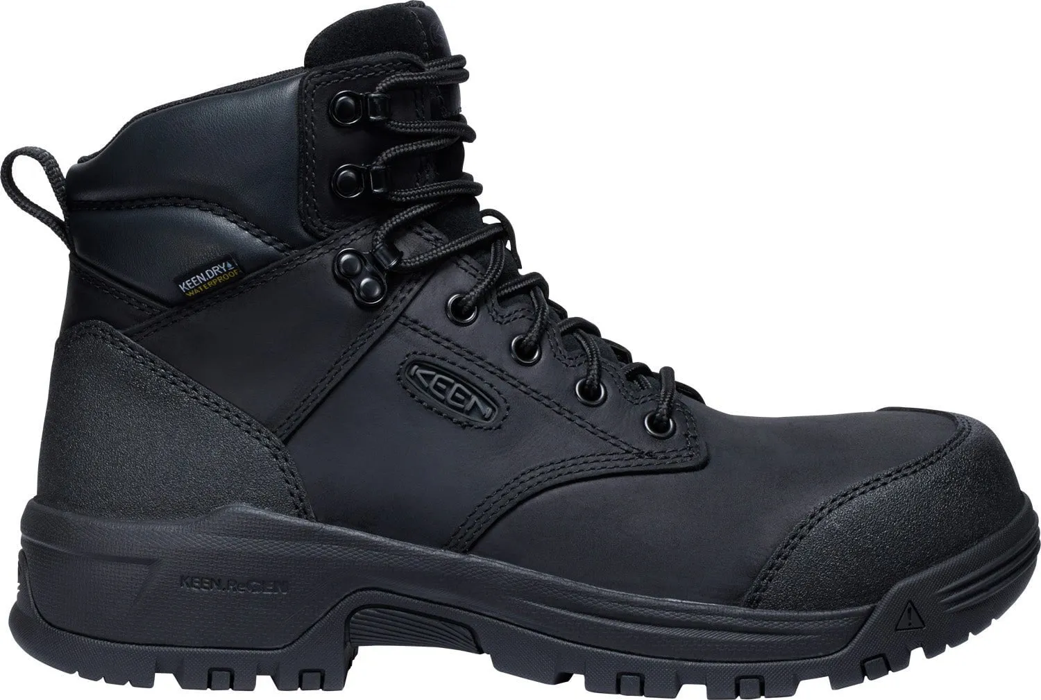 Keen Utility Mens Evanston 6in WP CT Black Leather Work Boots