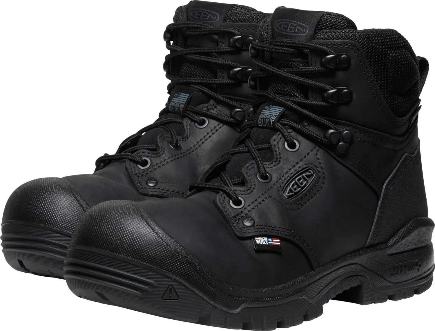 Keen Utility Mens Independence 6in WP Soft Toe Black/Black Leather Work Boots