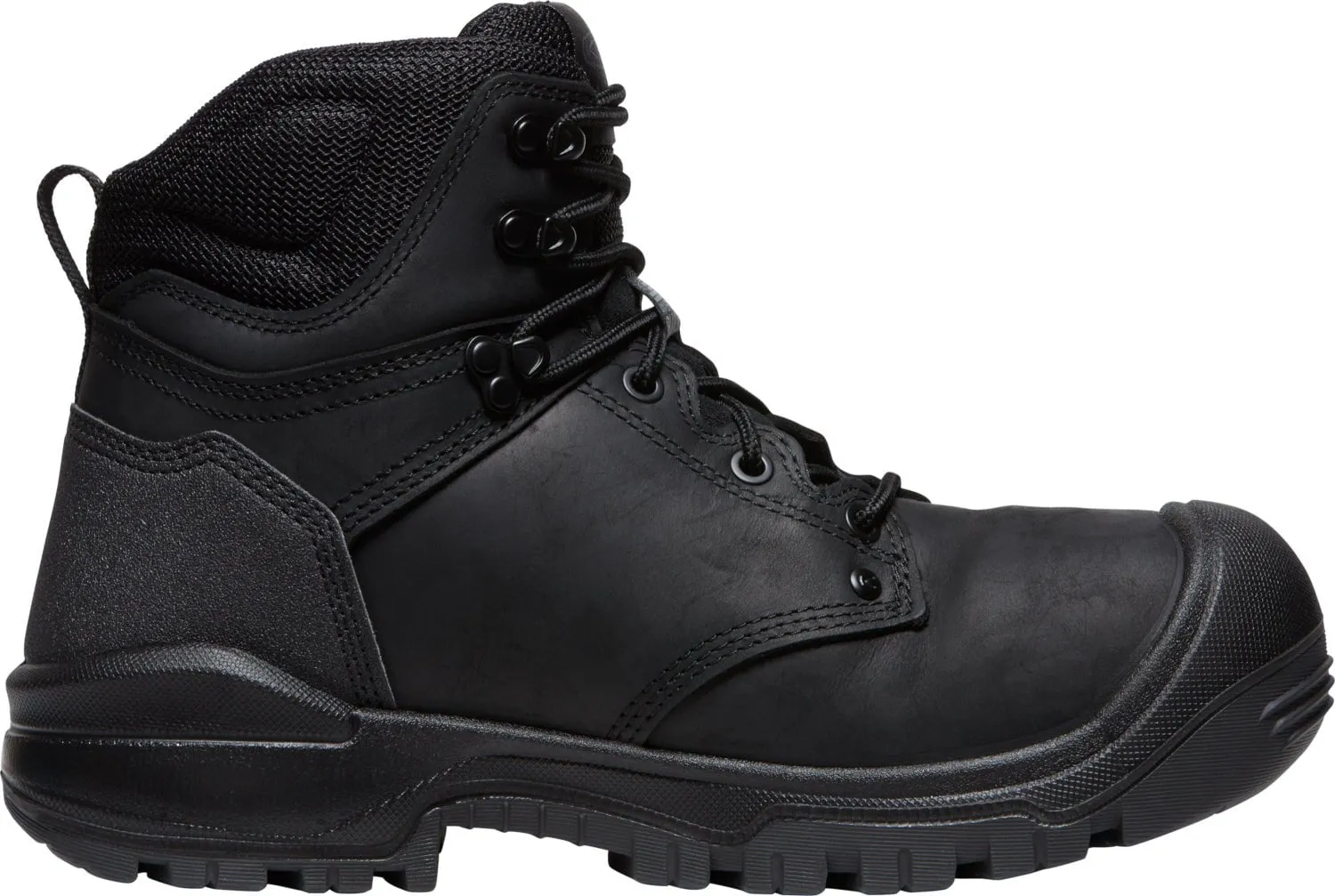 Keen Utility Mens Independence 6in WP Soft Toe Black/Black Leather Work Boots