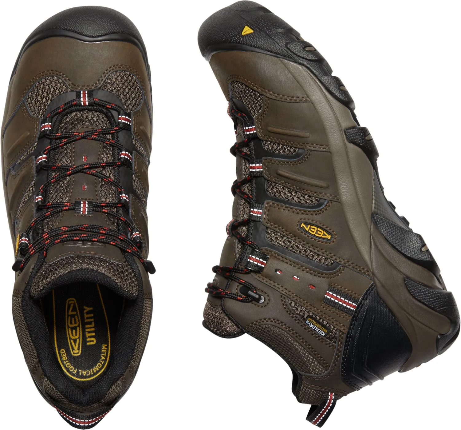 Keen Utility Mens Lansing Mid WP Cascade Brown/Brindle Leather Work Boots