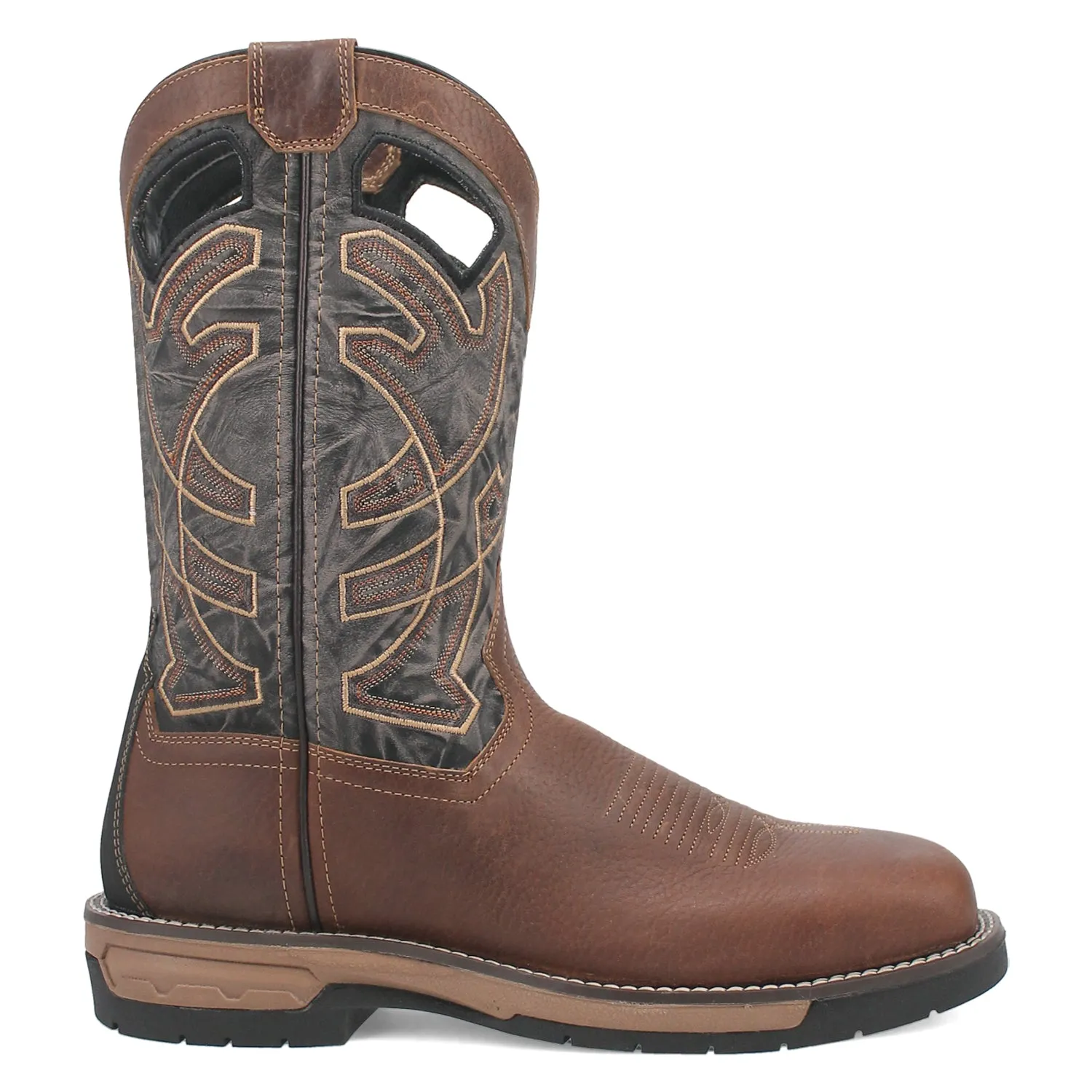 Laredo Mens Nazca Brown/Black Leather Cowboy Boots