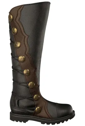 Men's Black and Brown Leather Knee High Ren Boots 9912-BKBR