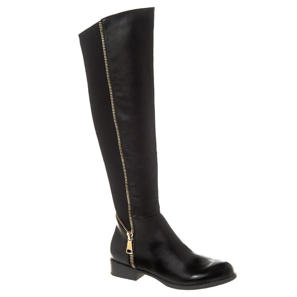 Montgomery Low Block Heel Knee High Half Zip Boot