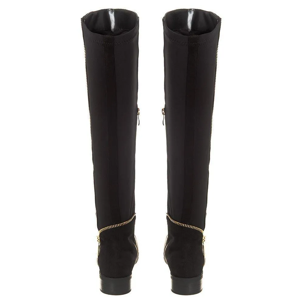 Montgomery Low Block Heel Knee High Half Zip Boot