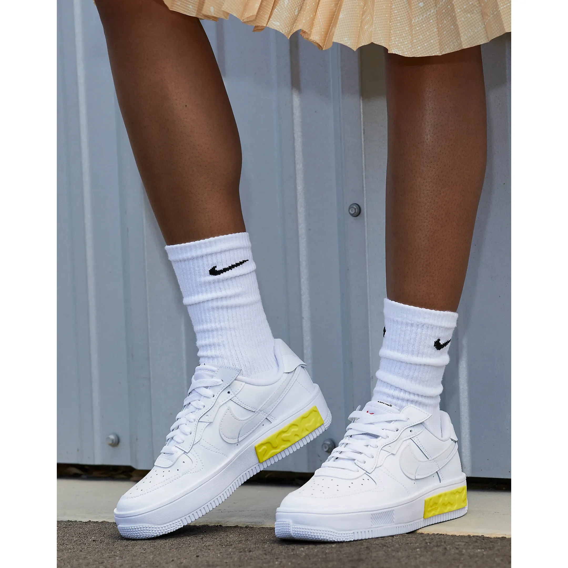 Nike Women's Air Force 1 Fontanka Shoes - Summit White / Photon Dust / Opti Yellow