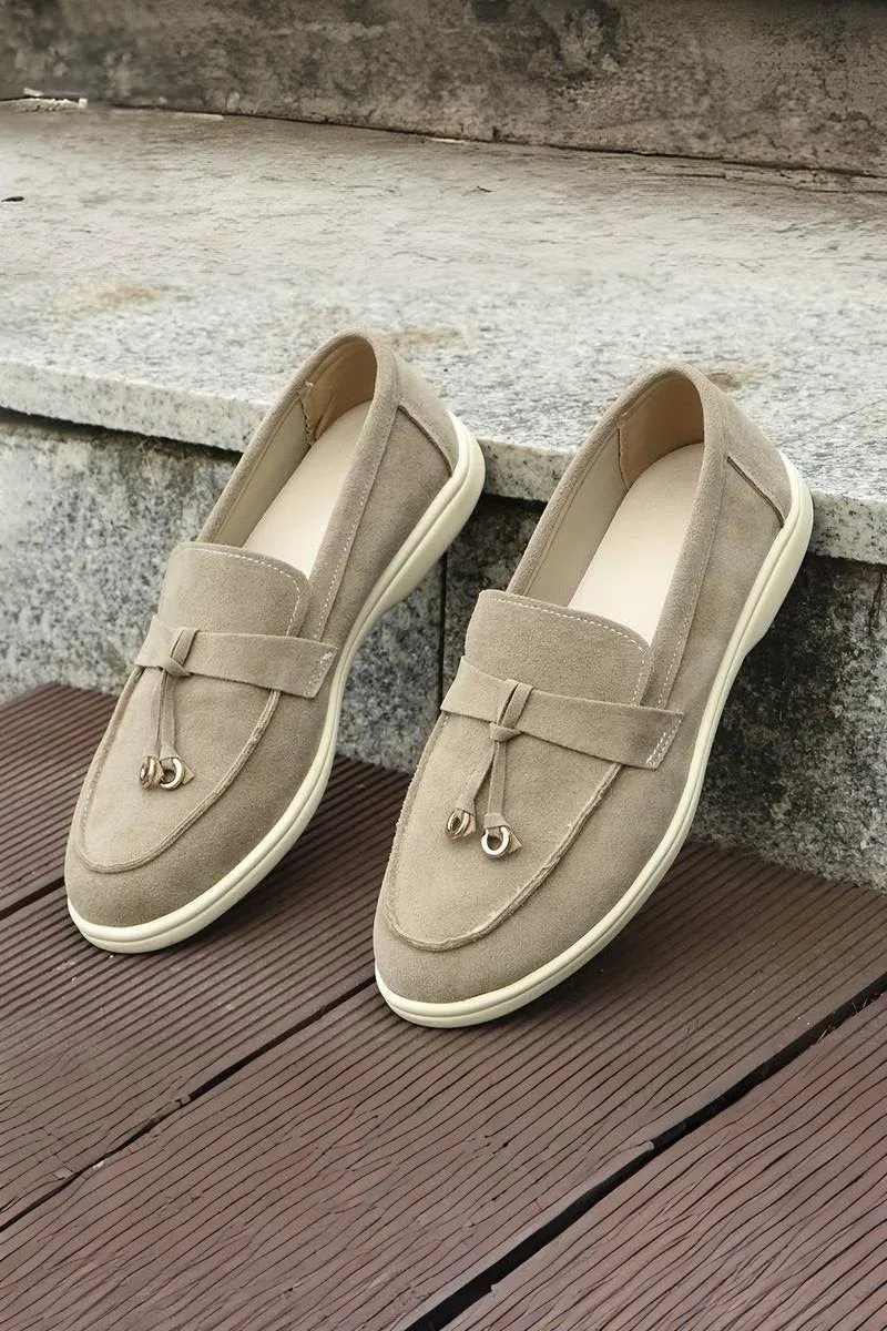 Old Money Casual Metallic Circle Decor Leather Loafers