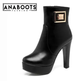 Platform office lady Winter High Heels  Ankle Boots